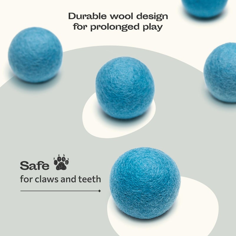 MEOWFIA Wool Ball Toys - 6-Pack of Safe for Cats and Small Dogs Balls - 1.5 Inch Felted Wool Cat Toy and Dog Toy - Perfect with Cat Cave - Silent - Mini Tennis Balls - (1,5in/Aquamarine) - Image 5